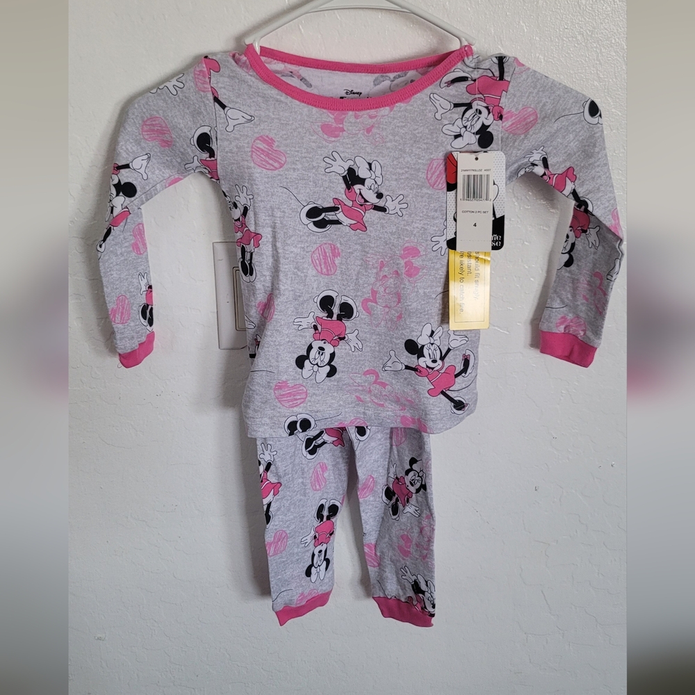 Disney Minnie Mouse Pink and Gray Pajama Set